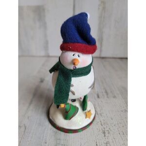 Bobblehead snowman Xmas tree figure glitter star snow